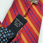 NWT Mens Red Silk Striped Clip-On Adjustable Classic Designer Neck Tie image number 4