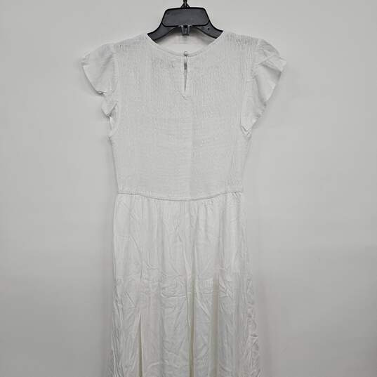 White Ruffled Tiered Flutter Sleeve Dress image number 2