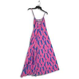 Vineyard Vines Womens Pink Blue Palm Print Scoop Neck Sleeveless Maxi Dress Sz 4 alternative image