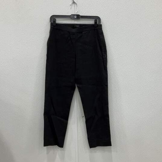 Womens Black Flat Front Slash Pocket Straight Leg Pull-On Dress Pants Size 2 image number 1