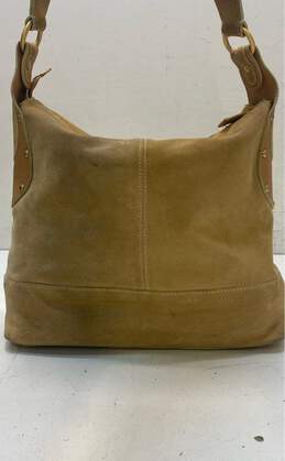 MAXX New York Tan Suede Studded Shoulder Tote Bag