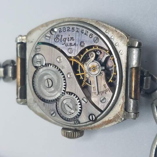 Elgin White Gold Filled Art Deco Vintage Automatic Wind-Up Bracelet Watch image number 8
