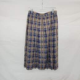 Geiger Vintage Blue & Taupe Pleated Lined Skirt WM Size 42 alternative image