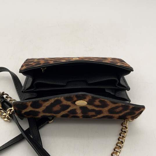 Michael Kors Womens Brown Leopard Print Adjustable Strap Crossbody Bag Purse image number 5