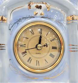 Vintage Porcelain Blue/Gold Victorian White Dove Cherub Mantle Clock alternative image