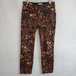 Anthropologie essential slim brown floral trousers pants women's 0