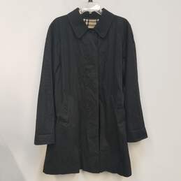 Womens Black Long Sleeve Collared Single Breasted Trench Coat Size X-Large