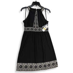 NWT Womens Black White Halter Neck Sleeveless A-Line Dress Size Medium