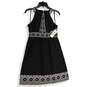 NWT Womens Black White Halter Neck Sleeveless A-Line Dress Size Medium image number 1