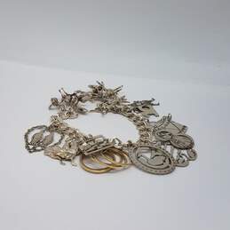 Sterling Silver Double Strand Charm 6 Inch Bracelet 36.9g