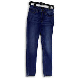 Womens Blue Denim Medium Wash Pockets Regular Fit Skinny Leg Jeans Size 26