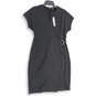 Womens Black Wrap V-Neck Short Sleeve Knee Length Shift Dress Size 12 image number 1