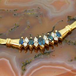 14k Yellow Gold 0.24CTTW Diamond & Sapphire Necklace 5.1g