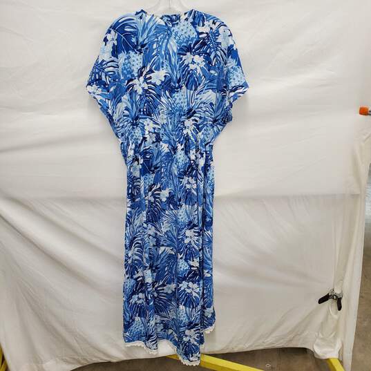 NWT America & Beyond WM's Blue Pineapple Floral Crochet Lace Maxi Dress Size XL image number 2