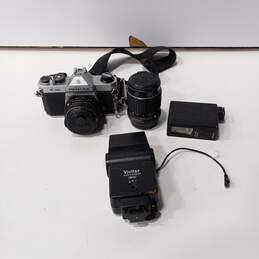 Vintage Abahi Pentax K1000 Film Camera With 2 Flashes, And Extra Lens