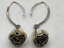925 Sterling Silver Womens Cutout Filigree Ball Post Dangle Earrings 3.2g alternative image