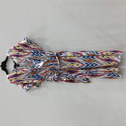 NWT Womens Multicolor Chevron Short Sleeve Blted Wrap Dress Size 22/24