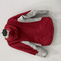Womens Red White Long Sleeve Hooded Full-Zip Windbreaker Jacket Size Small alternative image
