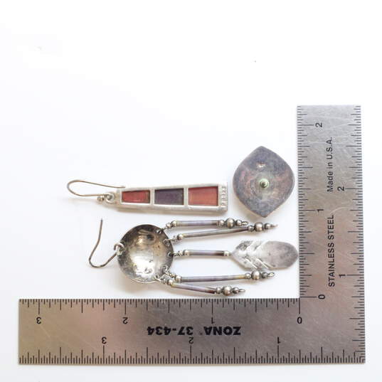 3 Pairs of Sterling Silver Drop/Dangle & Stud Earrings - 14.6g image number 6