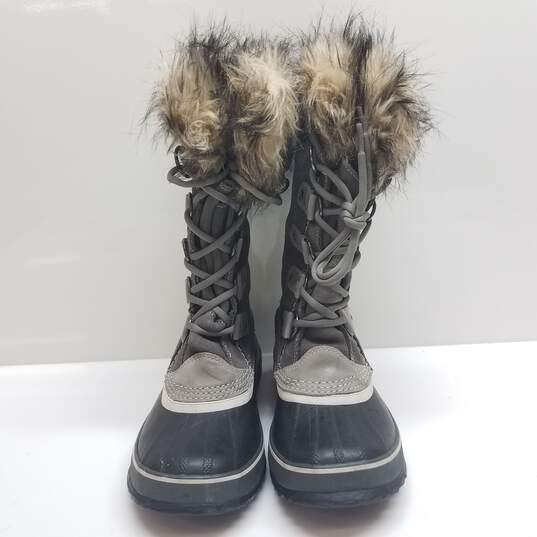 SOREL 'Joan of Arctic' Grey/Black Suede Winter Boots Women's Size 7 image number 3