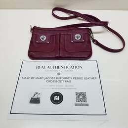 AUTHENTICATED Marc by Marc Jacobs Burgundy Pebble Leather Crossbody Bag