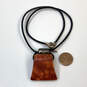Designer Silpada 925 Sterling Silver Leather Cord Coral Pendant Necklace image number 3