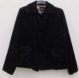 Cally Women's Black Faux Fur Coat Cheetah Print Size L