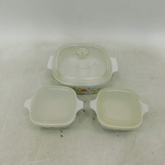 Vintage Corning Ware Wildflower Casserole Dishes 2 P-43-B & 1 A-2-B image number 1