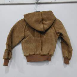 NWT Girls Brown Suede Leather Long Sleeve Full Zip Hoodie Jacket Size 7 alternative image