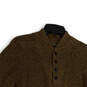 Mens Brown Knitted Button Front Long Sleeve Pullover Sweater Size Medium image number 1