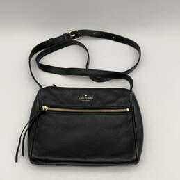 Womens Cobble Hill Cayli Black Leather Adjustable Strap Zip Crossbody Bag