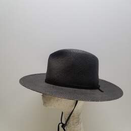 Janessa Leone Black Straw Hat with Chin Strap Size M alternative image
