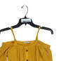 Womens Yellow Short Sleeve Button Front Off Shoulder Blouse Top Size Small image number 3