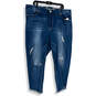 Womens Blue Denim Medium Wash Distressed Tapered Leg Jeans Size 22W image number 1