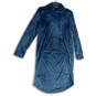 Womens Blue Kangaroo Pockets Hooded One-Piece Sleepwear Lounger Sz S/M image number 1