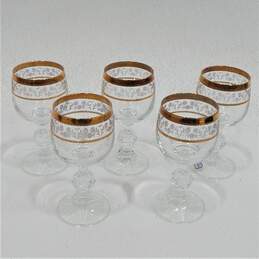 Vintage Bohemia Czech Crystal Ball Stem Wine Glasses Set of 5 alternative image