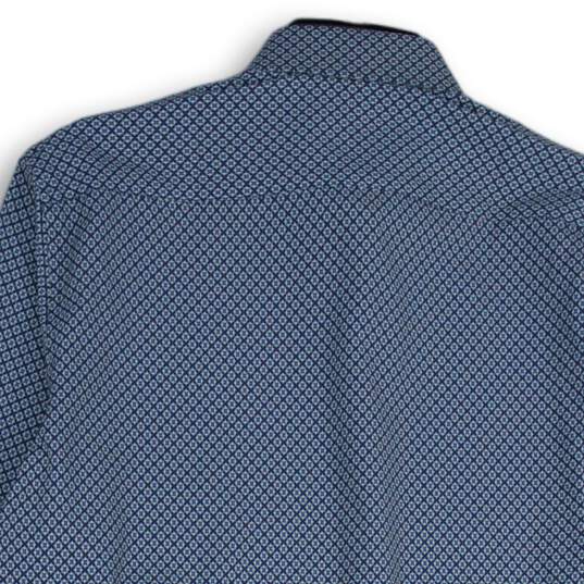 NWT J. Ferrar Mens Blue Geometric Spread Collar Long Sleeve Button-Up Shirt Sz M image number 4