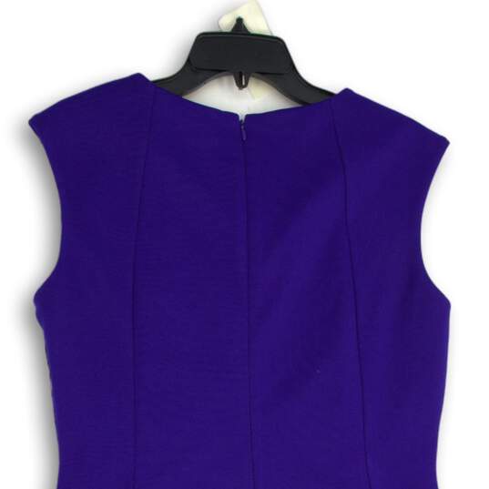 Calvin Klein Womens Purple Gold Sleeveless Back Zip Midi Sheath Dress Size 12 image number 4
