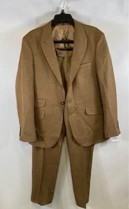 Jack Martin Mens Tan Long Sleeve Single Breasted 2 Piece Suit Pants Size 44