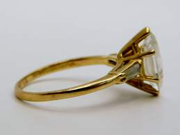 14K Yellow Gold White Topaz Marquise & Tapered Baguette Side Stones Ring 4.2g alternative image