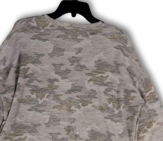 Womens Gray White Camouflage Crew Neck Long Sleeve Pullover Sweatshirt Sz M image number 4