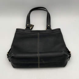 Womens Black Leather Adjustable Outer Pockets Double Handle Shoulder Bag alternative image