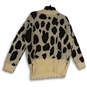 Womens Black Brown Animal Print Long Sleeve Pullover Sweater Size Medium image number 4