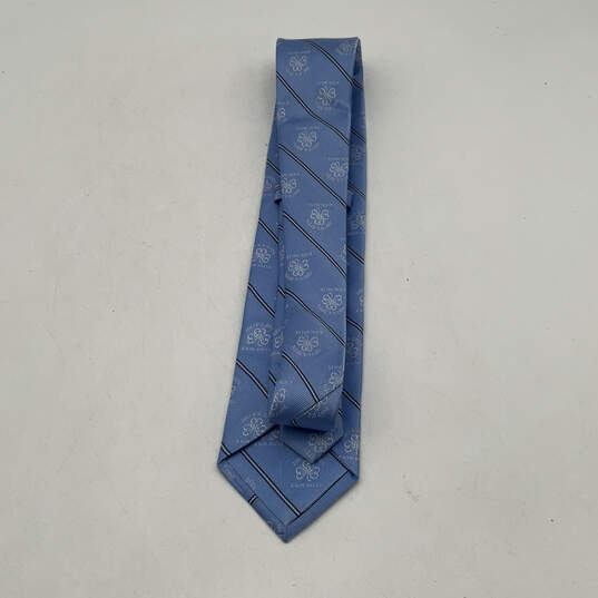 Mens Blue Silk Plaid Erin Hills Print Adjustable Pointed Necktie image number 4