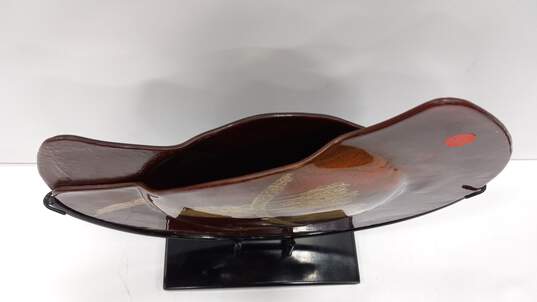 Brown Art Glass Sculpture w/ Base image number 3