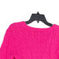 Womens Pink Cable-Knit V-Neck Long Sleeve Pullover Sweater Size Large image number 4