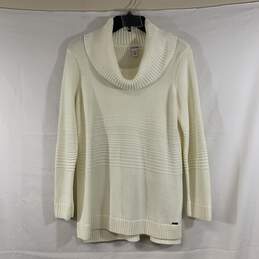 Women's Ivory Calvin Klein Cowl Neck Sweater, Sz. L