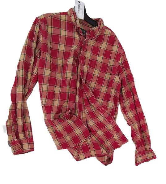 Mens Multicolor Plaid Long Sleeve Button Up Shirt Size Large image number 1