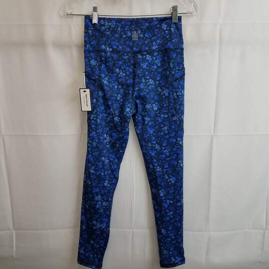 Blue floral print yoga pants S nwt image number 2
