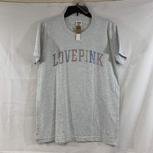 Women's Grey Heather PINK Sequined T-Shirt, Sz. S image number 1